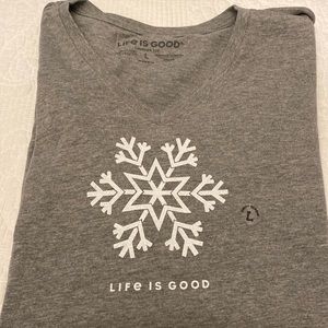 Life is good shirt grey with snow flake. NWT.